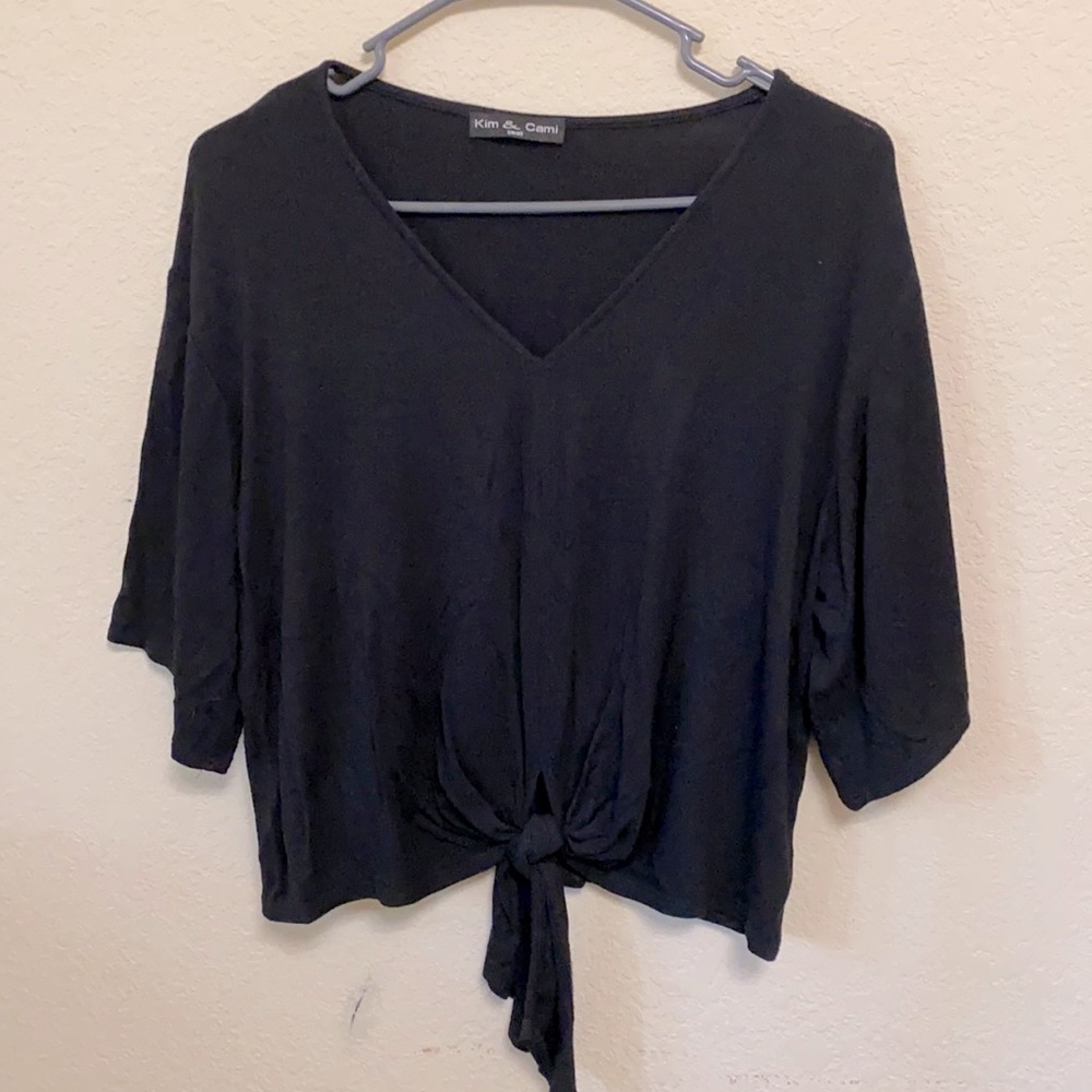 Black Tie Front T Shirt
